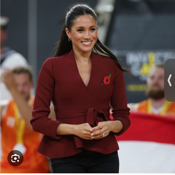 Scanlan Theodore crepe knit peplum set jacket top skirt small XS color garnet - Picture 2 of 5